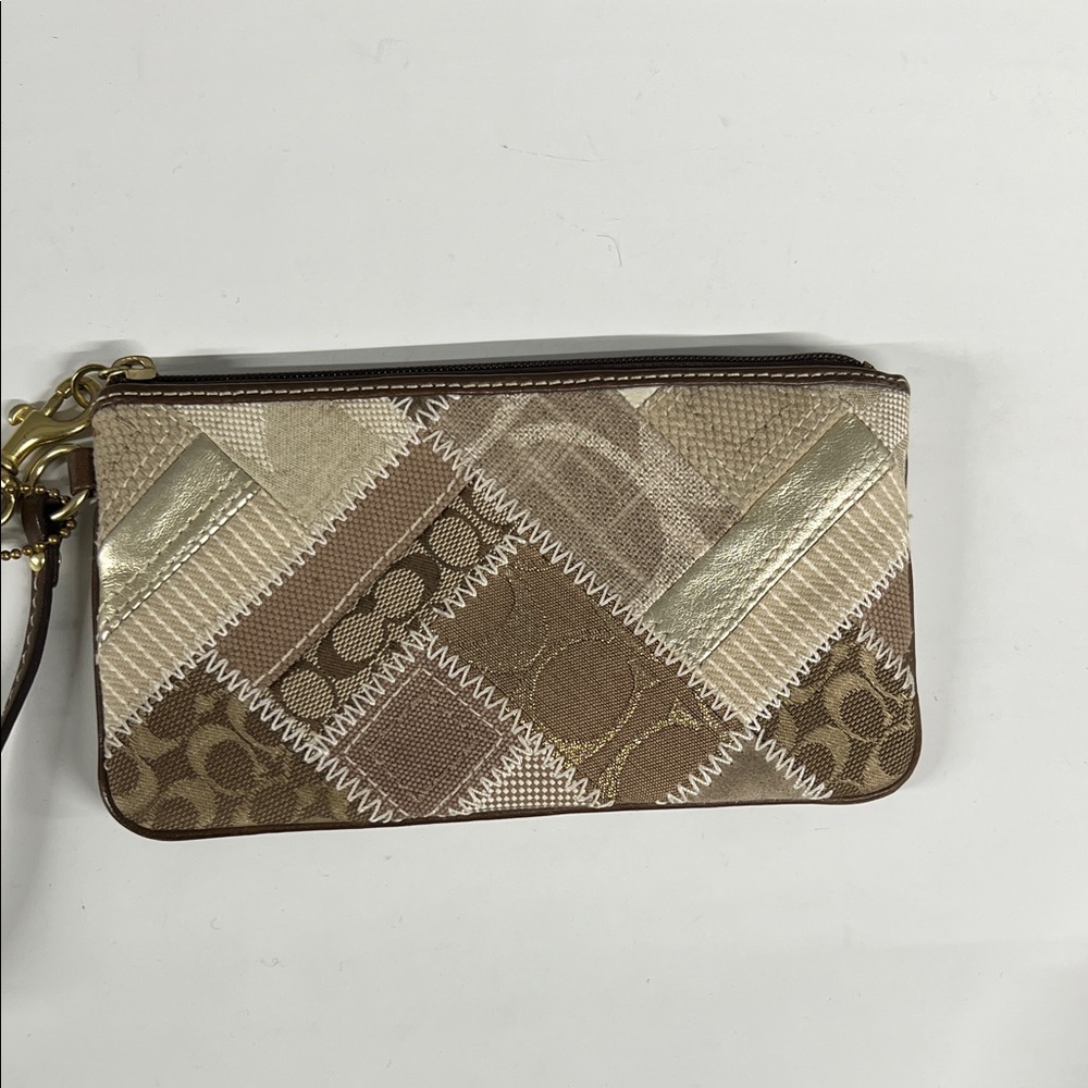 Coach Brown Patchwork Wristlet - Picture 9 of 14